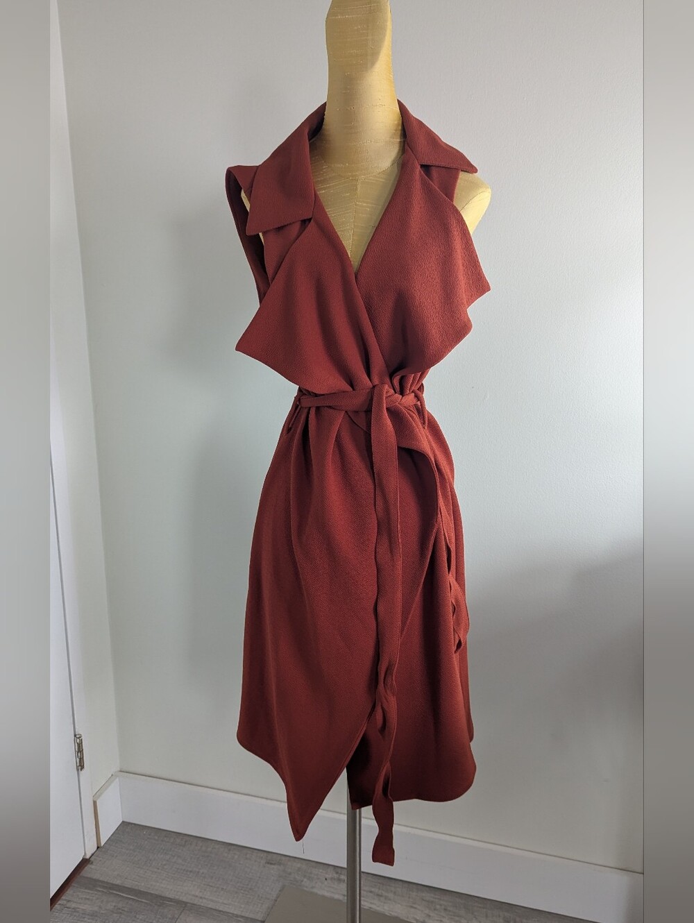 ReVamped Rust / Terracotta Sleeveless Trench Vest (Size M)